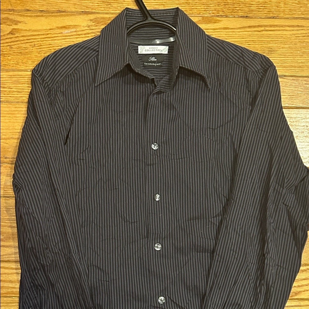 Versace black/grey  Pinstripe Casual Button Down Shirt